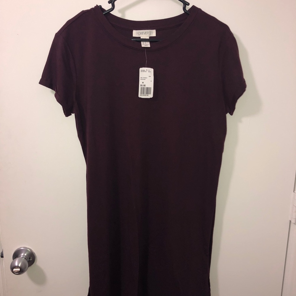 Maroon Split Side Tee